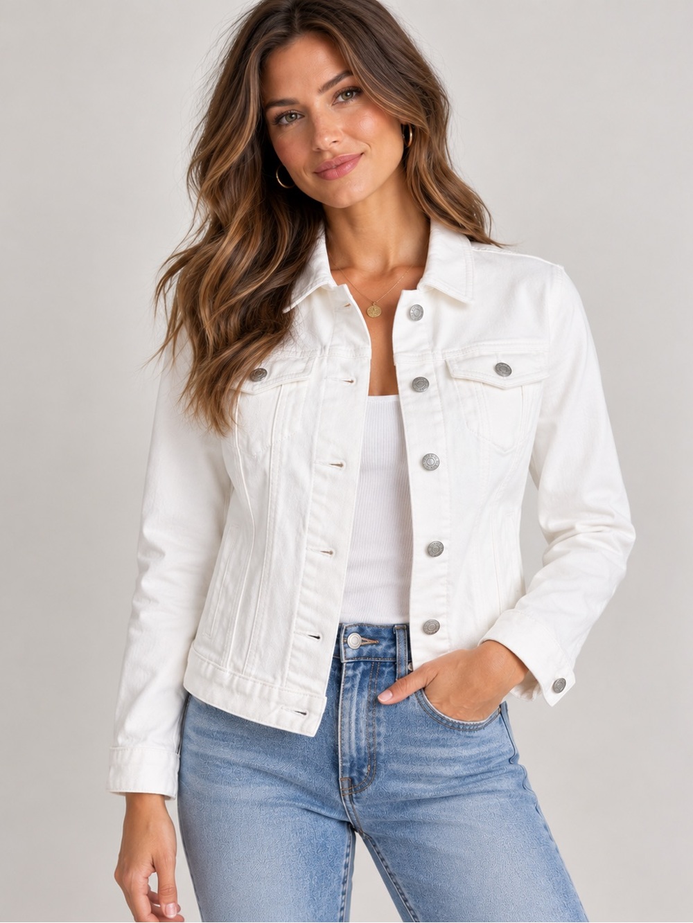 NWT LOFT White Denim Jacket — Size Small Petite